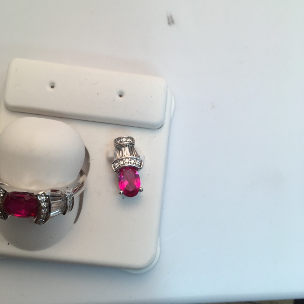 Created Ruby Ring With Begets And Pendant - image 2